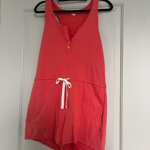 Aerie Coral Romper with White Tie